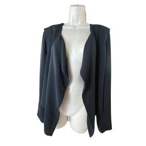 Black Draped Open-Front Blazer Jacket Size 12 By H&M Divided Classic Boho Office
